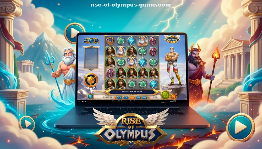 To play Rise of Olympus 100, choose a casino, set your bet, and start spinning