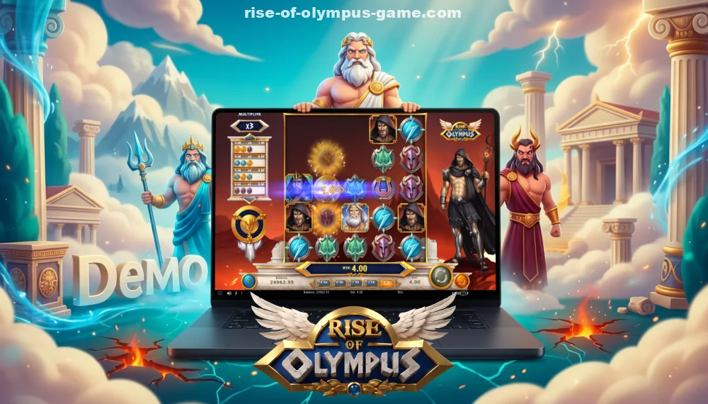 To play the Rise of Olympus demo, open the game, select your bet, and start spinning